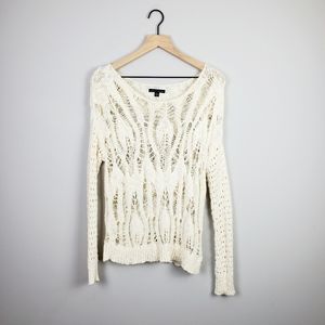 American Eagle Ivory Crochet Long Sleeve Small
